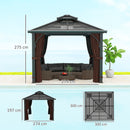 Outsunny 3x3(m) Hardtop Gazebo with Polycarbonate Roof & Sides, Grey