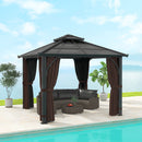 Outsunny 3x3(m) Hardtop Gazebo with Polycarbonate Roof & Sides, Grey