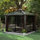 Outsunny 3x3(m) Hardtop Gazebo with Polycarbonate Roof & Sides, Grey