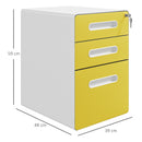 3 Drawer Modern Steel Filing Cabinet w/ 4 Wheels Lock Pencil Box Office Yellow