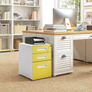 3 Drawer Modern Steel Filing Cabinet w/ 4 Wheels Lock Pencil Box Office Yellow