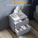 HOMCOM Bedside Table with 2 Drawers and Steel Legs for Bedroom