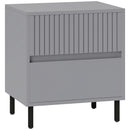 HOMCOM Bedside Table with 2 Drawers and Steel Legs for Bedroom
