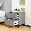 HOMCOM Bedside Table with 2 Drawers and Steel Legs for Bedroom