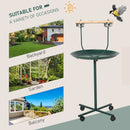 PawHut Bird Perch Stand, T-Stand Bird Training with Perch, Wheels, Bowls, Green