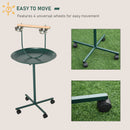 PawHut Bird Perch Stand, T-Stand Bird Training with Perch, Wheels, Bowls, Green
