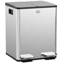 HOMCOM 2 x 20L Dual Kitchen Bin Pedal Bin for Recycling and Waste