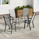 Livingandhome Metallic-Frame and Fabric Foldable Chairs Set of 4