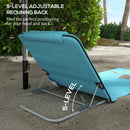 Outsunny 2 Pieces Outdoor Beach Mat Steel Reclining Chair Set Light Blue
