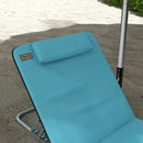 Outsunny 2 Pieces Outdoor Beach Mat Steel Reclining Chair Set Light Blue