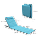 Outsunny 2 Pieces Outdoor Beach Mat Steel Reclining Chair Set Light Blue