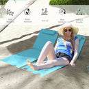 Outsunny 2 Pieces Outdoor Beach Mat Steel Reclining Chair Set Light Blue