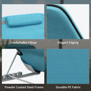 Outsunny 2 Pieces Outdoor Beach Mat Steel Reclining Chair Set Light Blue