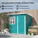 Outsunny 7 x 4ft Galvanised Steel Garden Shed with Foundation Kit