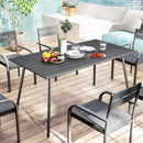 Outsunny Garden Table for 6 Person with Slat Top, Steel Frame