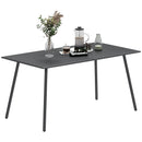 Outsunny Garden Table for 6 Person with Slat Top, Steel Frame