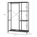HOMCOM Coat Rack Stand with Hanging Rail and Storage Shelves for Hallway Black