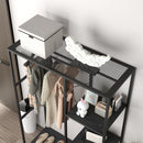 HOMCOM Coat Rack Stand with Hanging Rail and Storage Shelves for Hallway Black