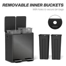 HOMCOM 2 X 20L Dual Kitchen Bin Pedal Bin For Recycling And Waste