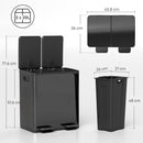 HOMCOM 2 X 20L Dual Kitchen Bin Pedal Bin For Recycling And Waste