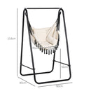 Outsunny Patio Hammock Chair w/ Stand, Hanging Chair w/ Cushion, Armrest