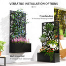 Outsunny Metal Raised Garden Bed with Trellis, Outdoor Elevated Planter Box