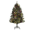 HOMCOM 5ft Artificial Prelit Christmas Tree W/ LED Lights, Purple Ornaments
