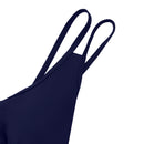 Wrap-Front V-Neck One-piece Navy Floral Swim Dress With Safety Swim Briefs