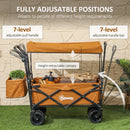 Outsunny Outdoor Push Pull Wagon Stroller Cart W/ Canopy Top Orange