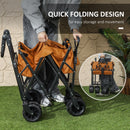 Outsunny Outdoor Push Pull Wagon Stroller Cart W/ Canopy Top Orange