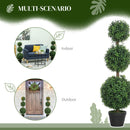 HOMCOM Set of 2 Decorative Artificial Plants Boxwood Trees in Pot, Green