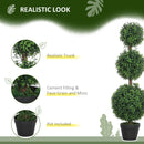 HOMCOM Set of 2 Decorative Artificial Plants Boxwood Trees in Pot, Green