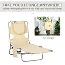 Outsunny Patio Foldable Sun Lounger 5 Level Adjustable Reclining Chair