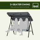 Outsunny Outdoor Metal Hammock Swing Chair 3-Seater Patio Bench Garden