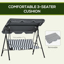 Outsunny Outdoor Metal Hammock Swing Chair 3-Seater Patio Bench Garden