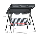 Outsunny Outdoor Metal Hammock Swing Chair 3-Seater Patio Bench Garden