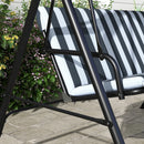 Outsunny Outdoor Metal Hammock Swing Chair 3-Seater Patio Bench Garden