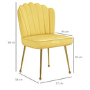 HOMCOM Velvet-Feel Shell Accent Chair Home Bedroom Lounge Metal Legs