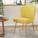 HOMCOM Velvet-Feel Shell Accent Chair Home Bedroom Lounge Metal Legs