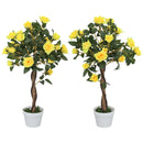 Outsunny Set of 2 90cm Artificial Rose Tree, Fake Decorative Plant