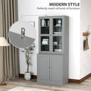 HOMCOM Modern Bookcase Display Storage Cabinet w/ Doors Adjustable Shelves