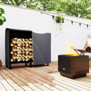 Outsunny 4FT Firewood Rack Holder W/ Canvas Carrier and Oxford Cover, Black