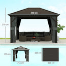 Outsunny 3.6 X 3(m) Metal Garden Hardtop Gazebo With Screened Curtain