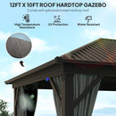 Outsunny 3.6 X 3(m) Metal Garden Hardtop Gazebo With Screened Curtain