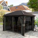 Outsunny 3.6 X 3(m) Metal Garden Hardtop Gazebo With Screened Curtain