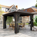 Outsunny 3.6 X 3(m) Metal Garden Hardtop Gazebo With Screened Curtain
