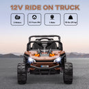 AIYAPLAY Kids Ride on Car, 12V Electric Truck w/ Horn Lights USB - Brown