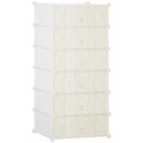 HOMCOM 6 Tier Shoe Rack Plastic Storage Cabinet Modular Shoe Tower White