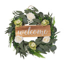 Lifeideas Farmhouse Door Artificial Rose Flower Wreath with Welcome