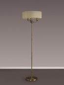 Banham Floor Lamp with 3 Lights Antique Brass & Cream